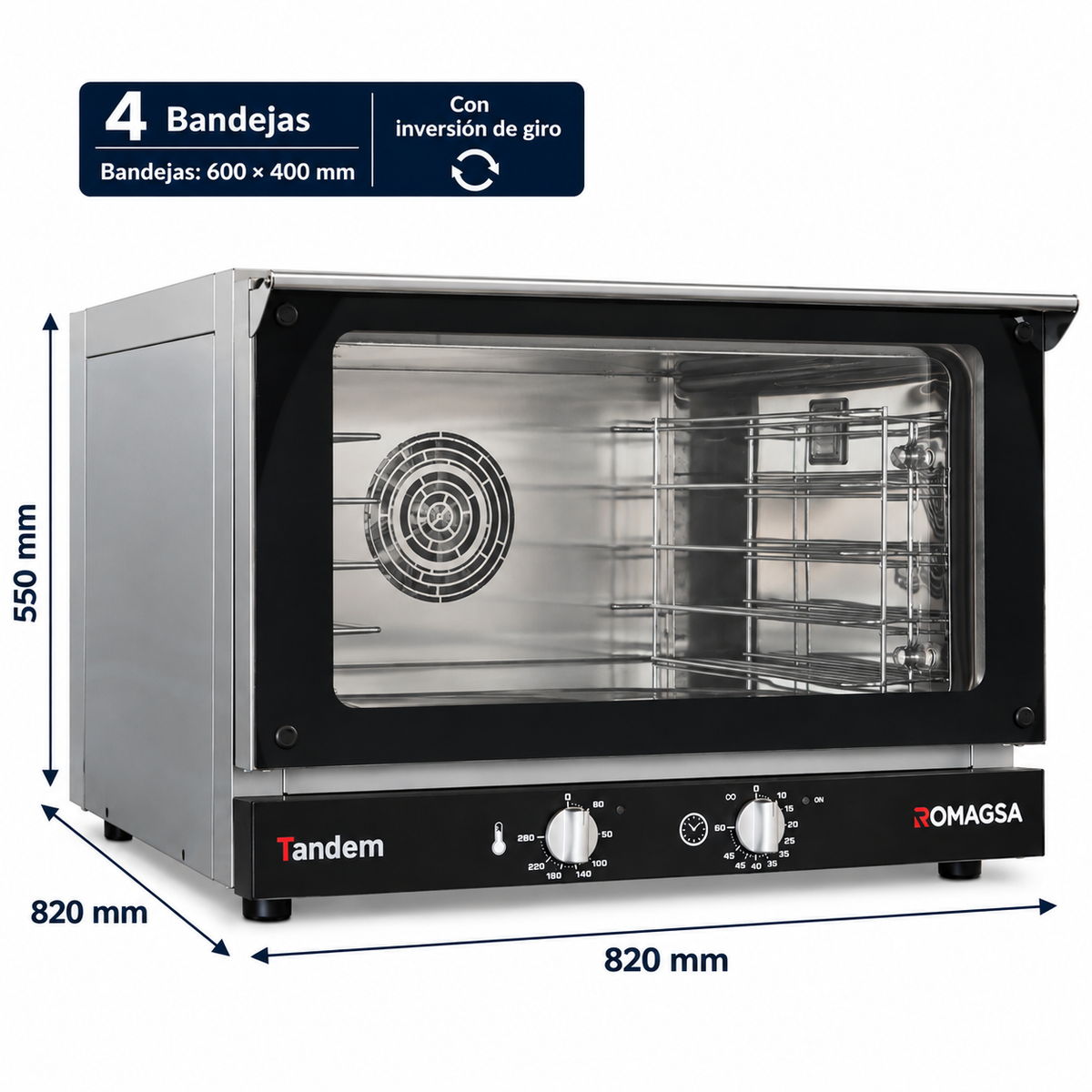 Horno de convección Romagsa Tandem4Plus · 4 bandejas 600 × 400 mm
