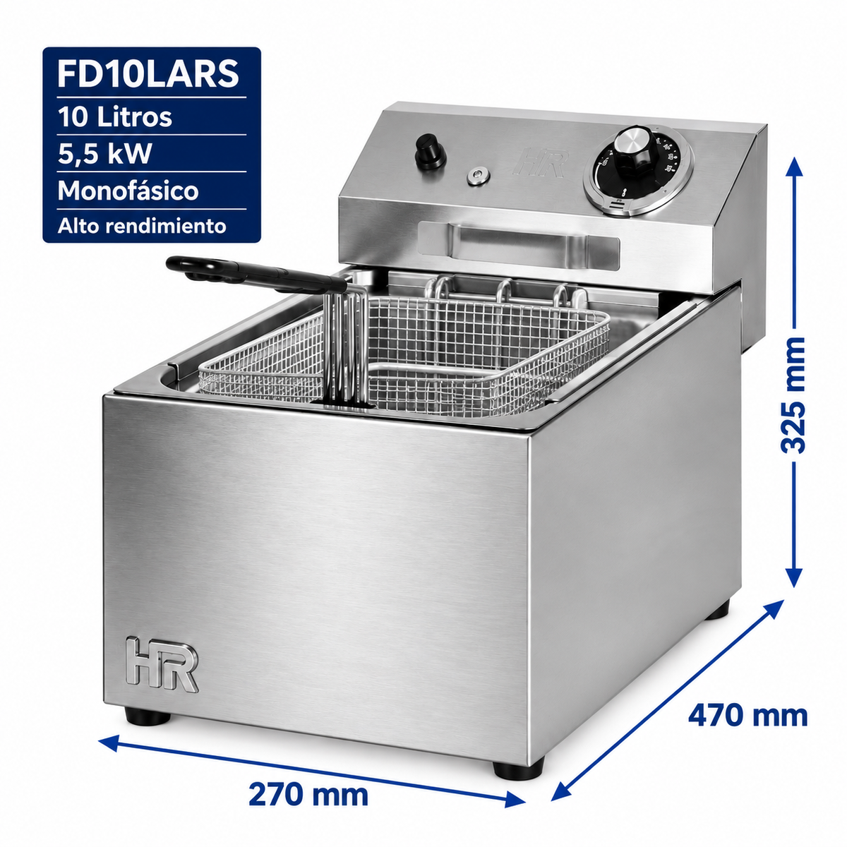 Freidora HR Fainca FD10LARS - 10 litros alto rendimiento sin grifo