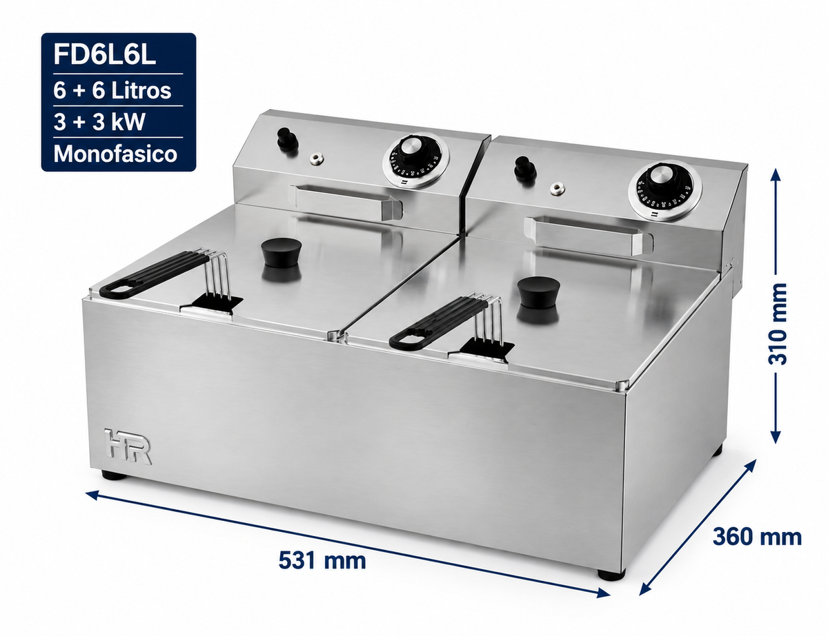 Freidora HR Fainca FD6L6L - 6 + 6 Litros