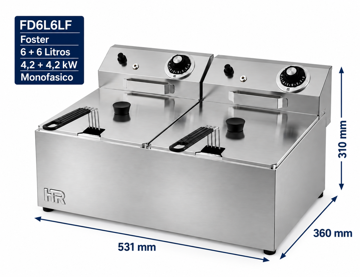 Freidora HR Fainca FD6L6LF Foster - 6 + 6 Litros
