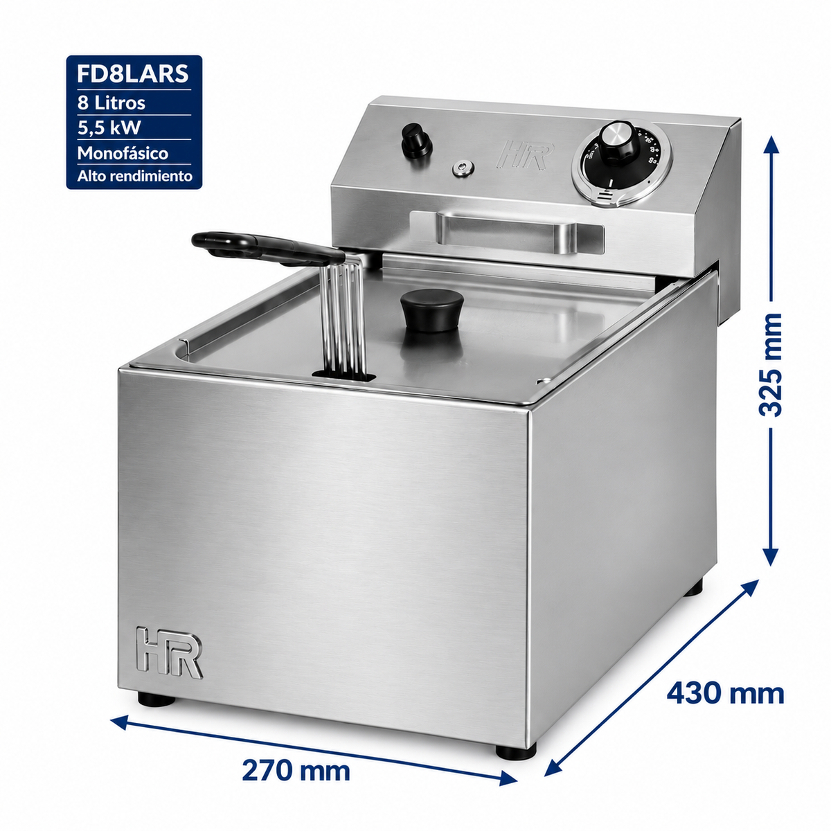 Freidora HR Fainca FD8LARS - 8 litros alto rendimiento sin grifo