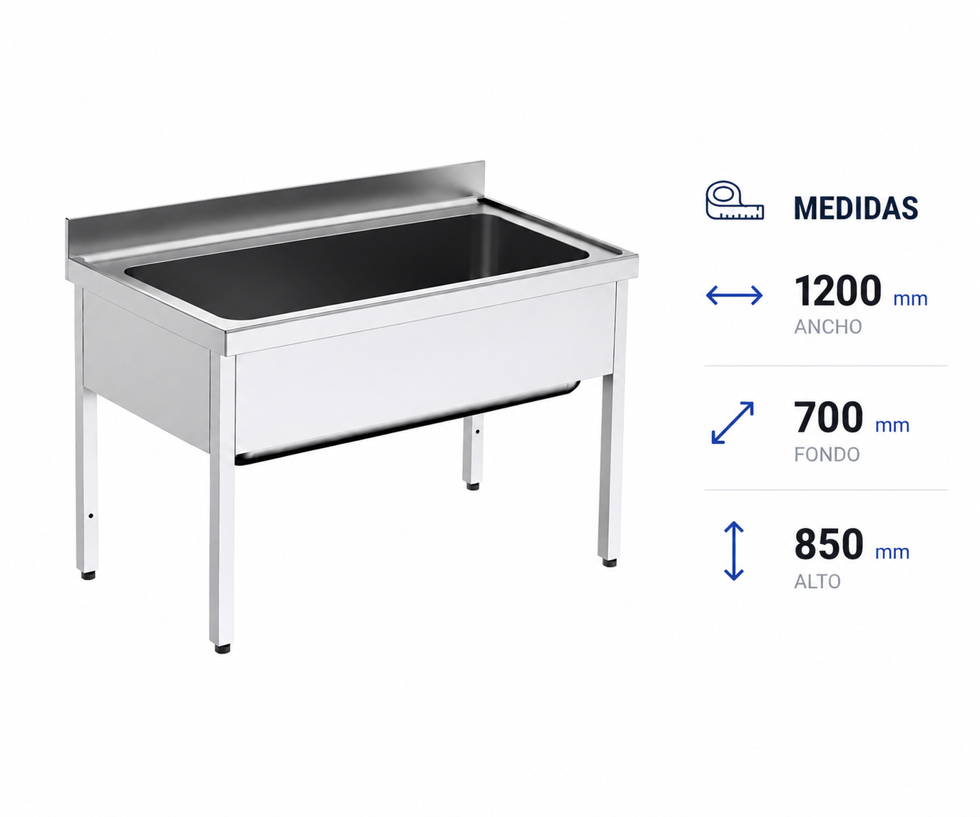 Fregadero con bastidor Gran Capacidad 120x70