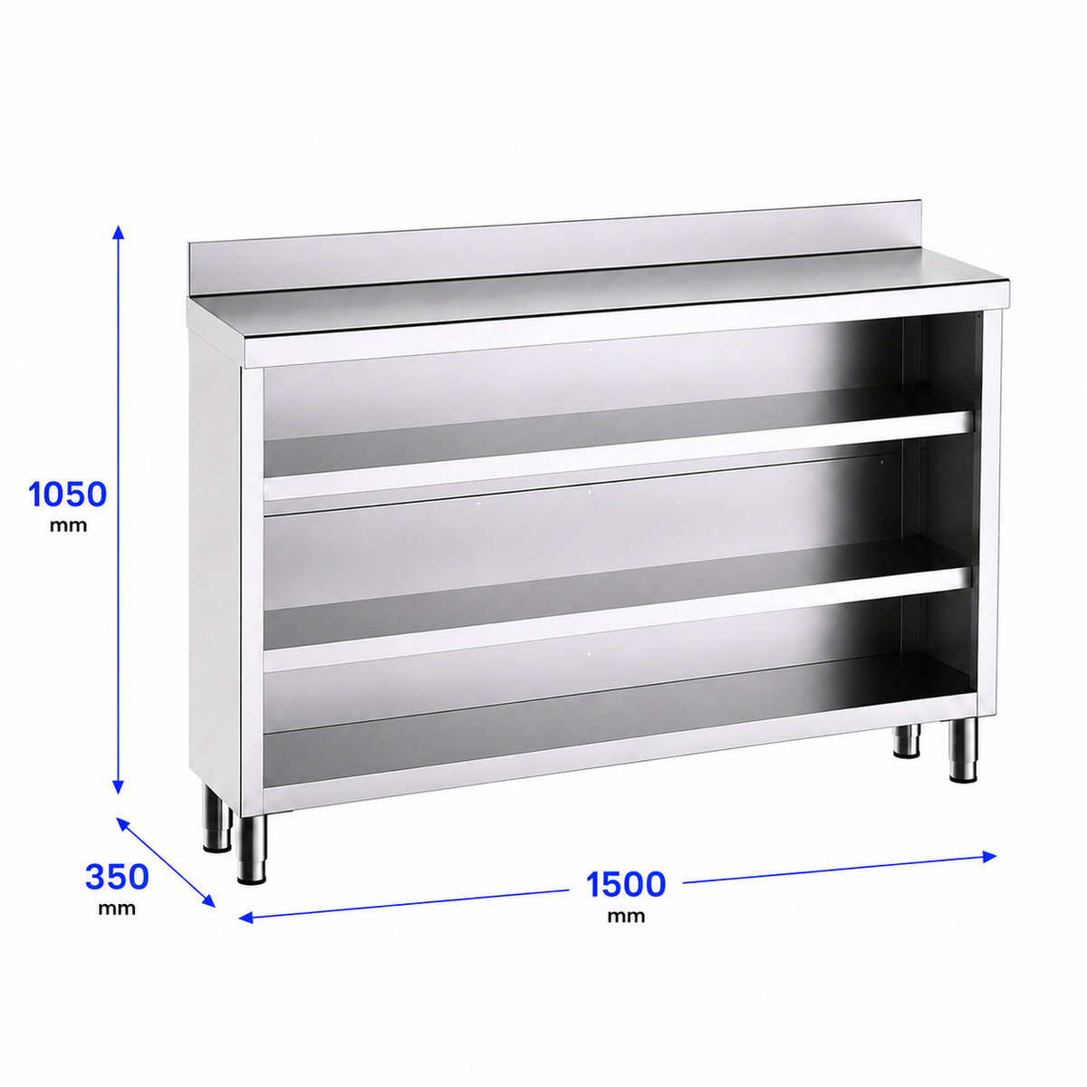 Mueble contramostrador Gama 350 150x35x105 con encimera - 2 Estantes