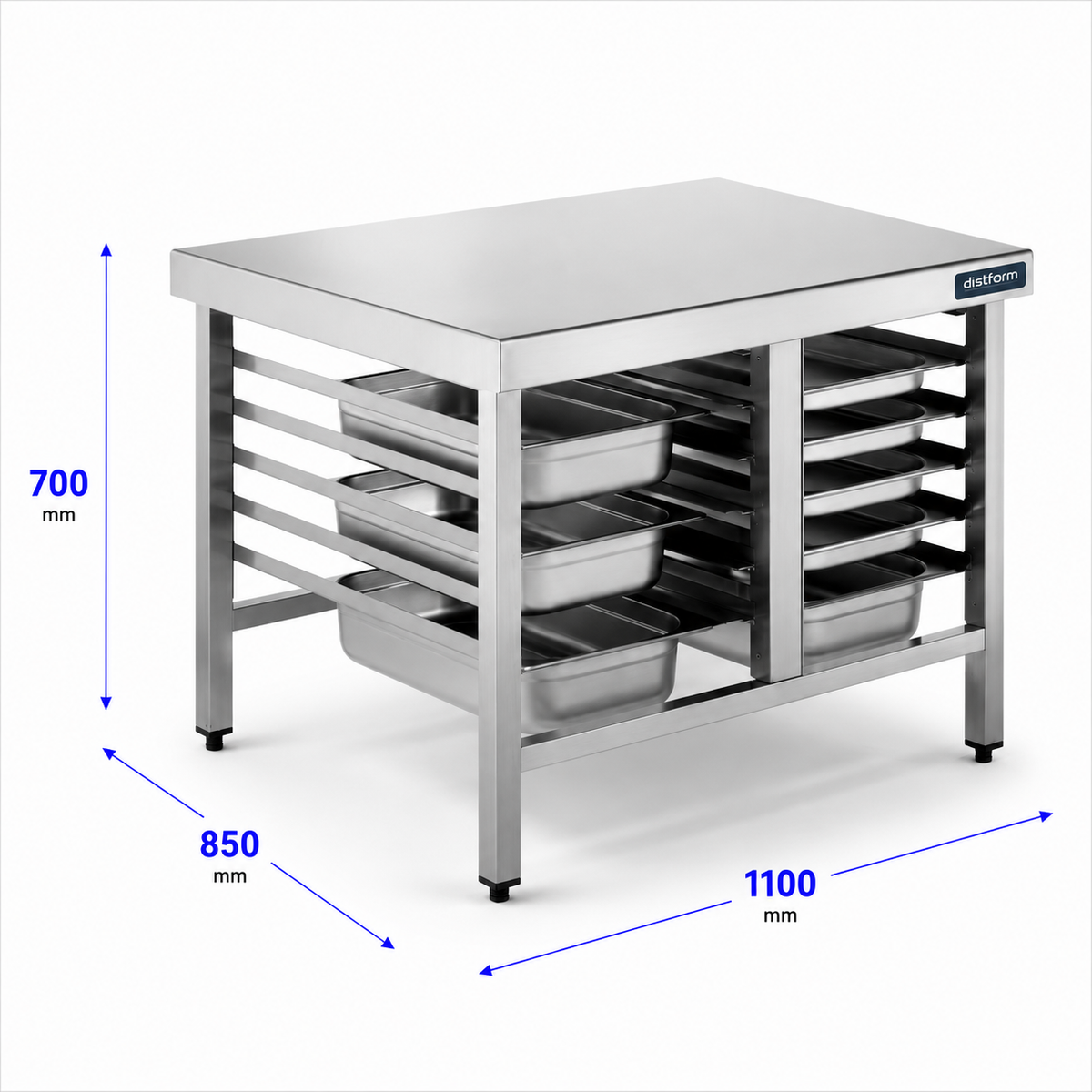 Mesa de apoyo de cocción 110x85x70 - GN 1/1 y 2/1
