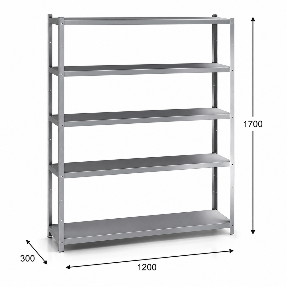 Estantería perfil ranurado 120x30x170 - 5 Niveles