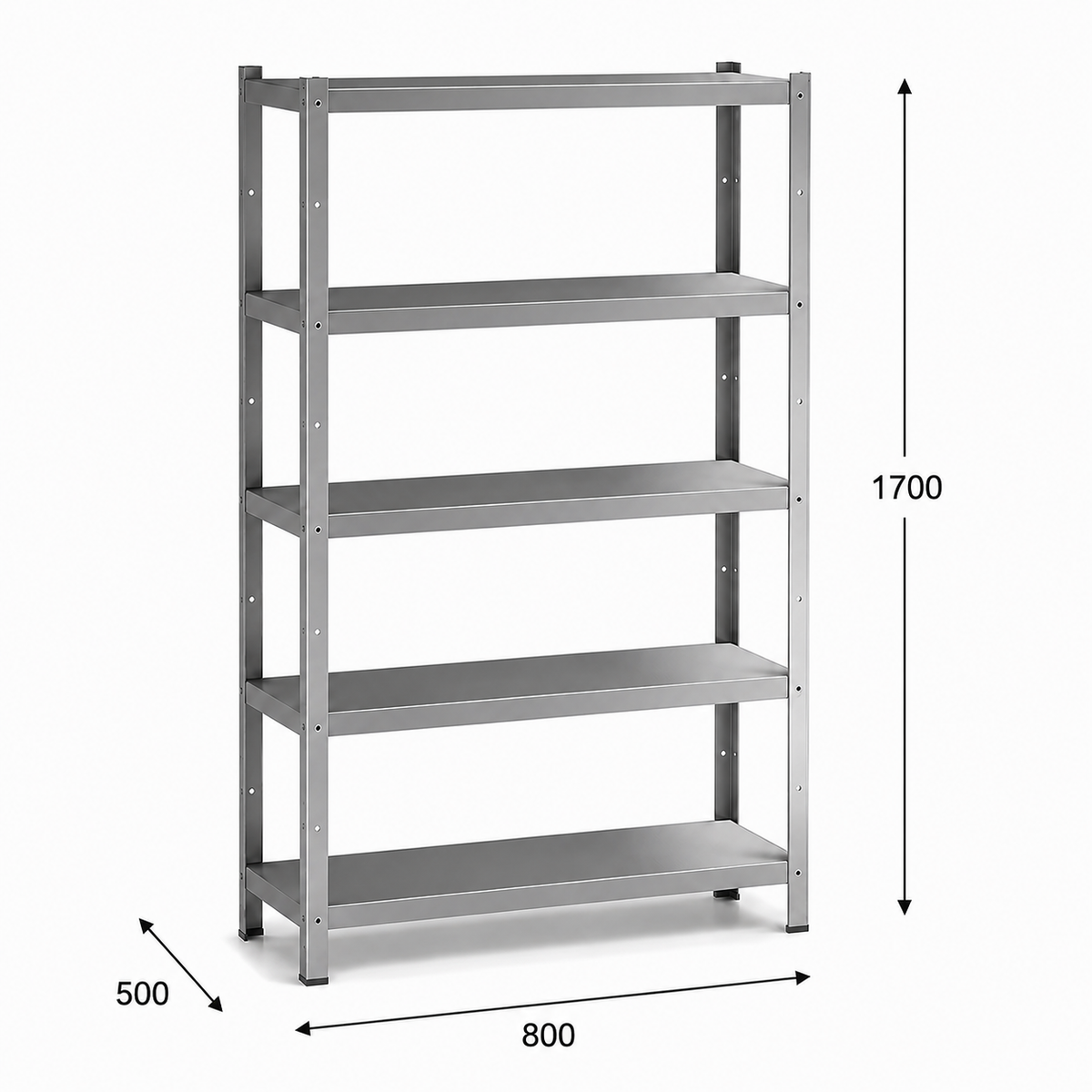 Estantería perfil ranurado 80x50x170 - 5 Niveles