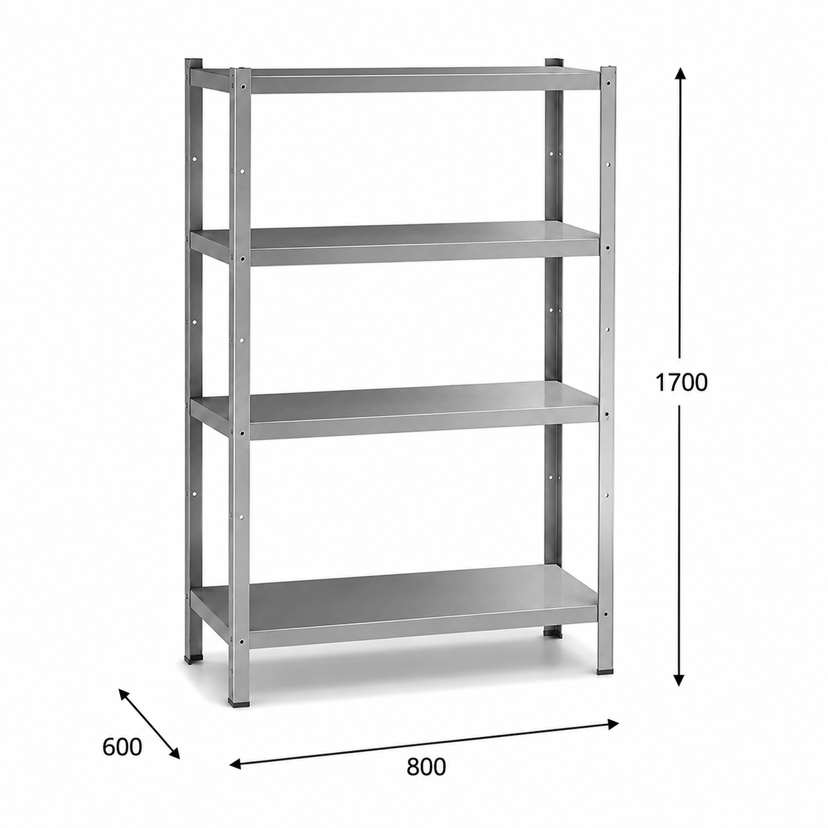 Estantería perfil ranurado 80x60x170 - 4 Niveles