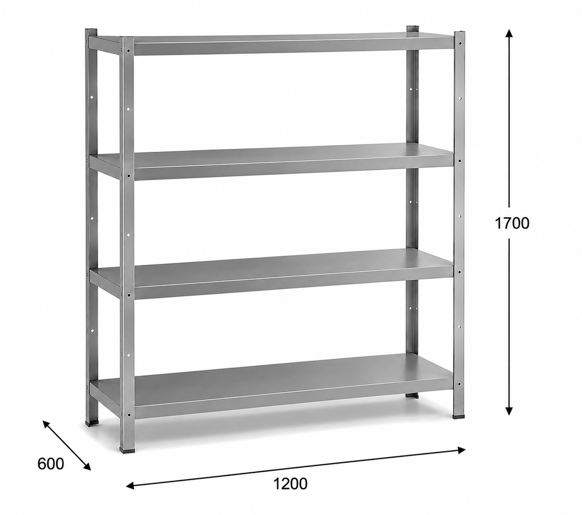 Estantería perfil ranurado 120x60x170 - 4 Niveles