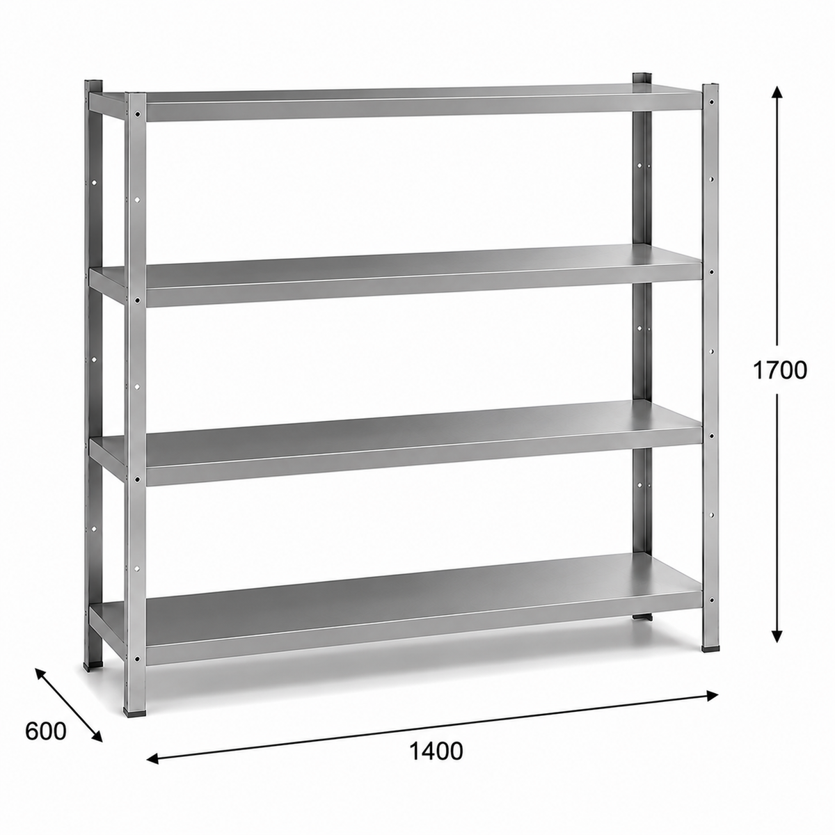 Estantería perfil ranurado 140x60x170 - 4 Niveles