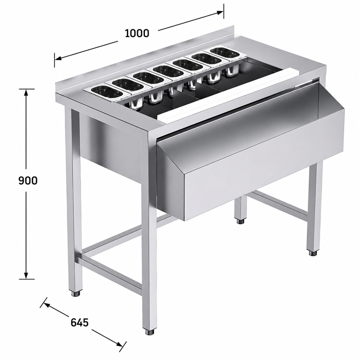 Mesa para combinados con marco de refuerzo 100x64,5x90