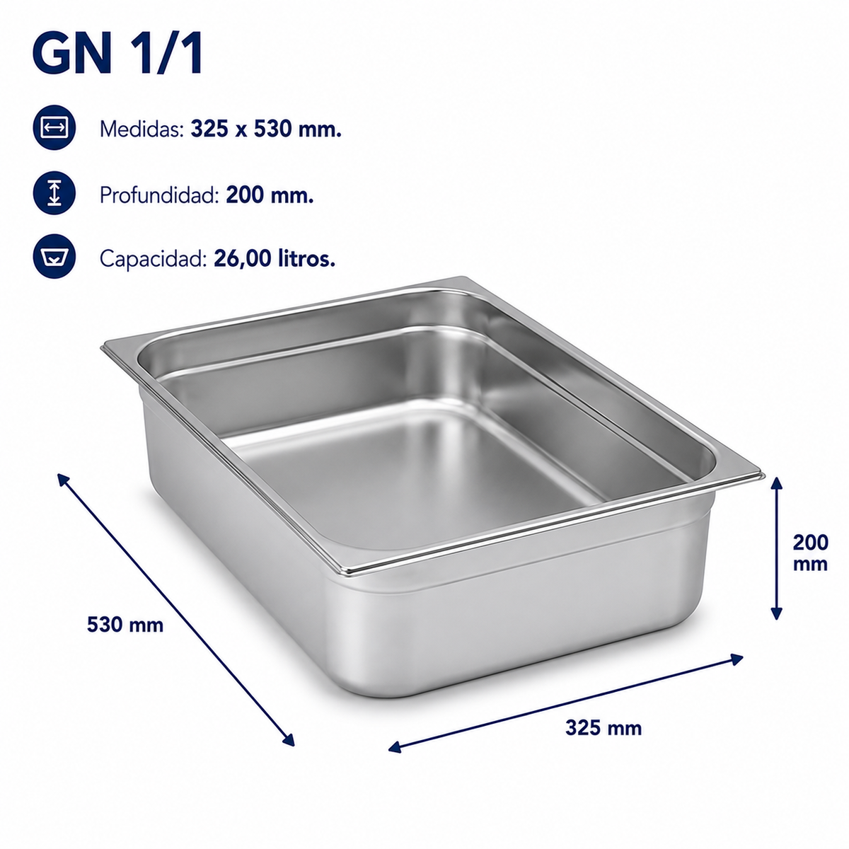 Cubeta Gastronorm 1/1 Lisa 200mm