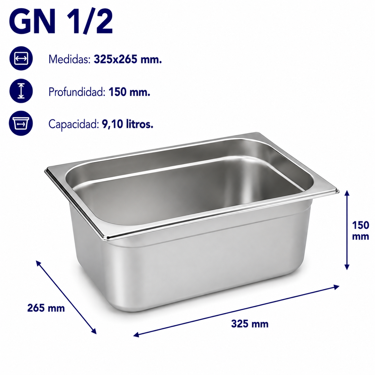 Cubeta Gastronorm 1/2 Lisa 150mm