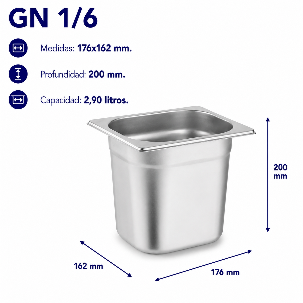Cubeta Gastronorm 1/6 Lisa 200mm