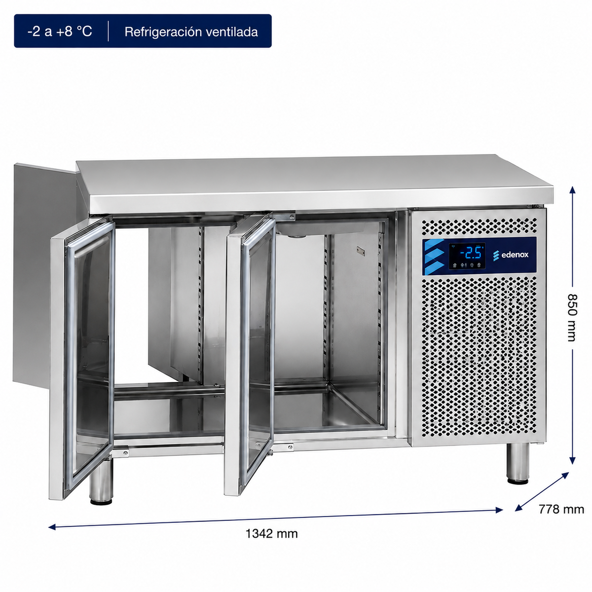 Mesa Refrigerada con Puertas Pasantes Fondo 700 (MPGC-135 HC)