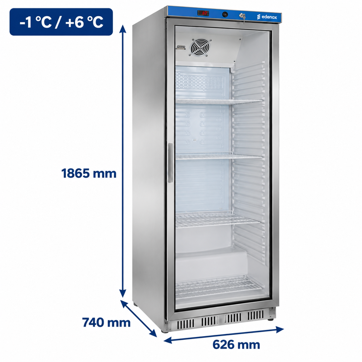 Armario Refrigerado Inox Puerta de Cristal (APS-451-I-C)
