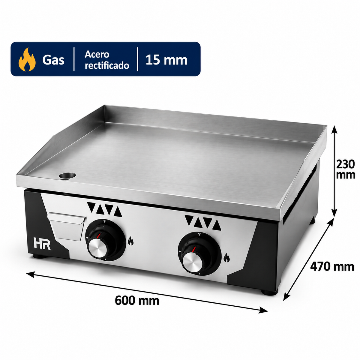 Plancha a gas HR Fainca PLC6100RT rectificada 15 mm