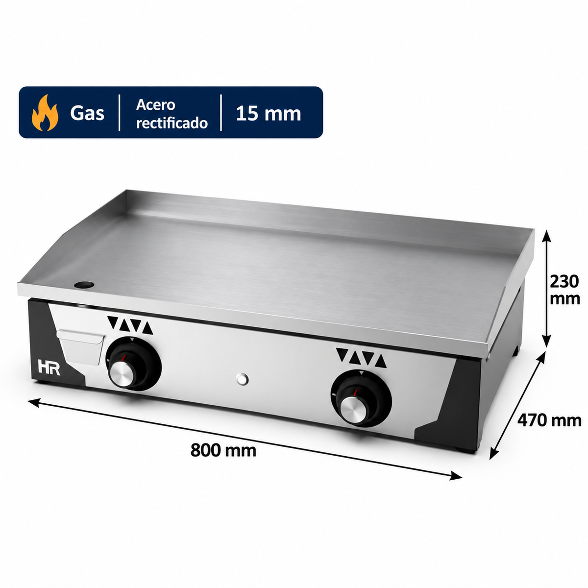 Plancha a gas HR Fainca PLC8100RT rectificada 15 mm