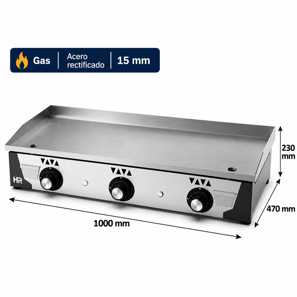 Plancha a gas HR Fainca PLC10100RT rectificada 15 mm