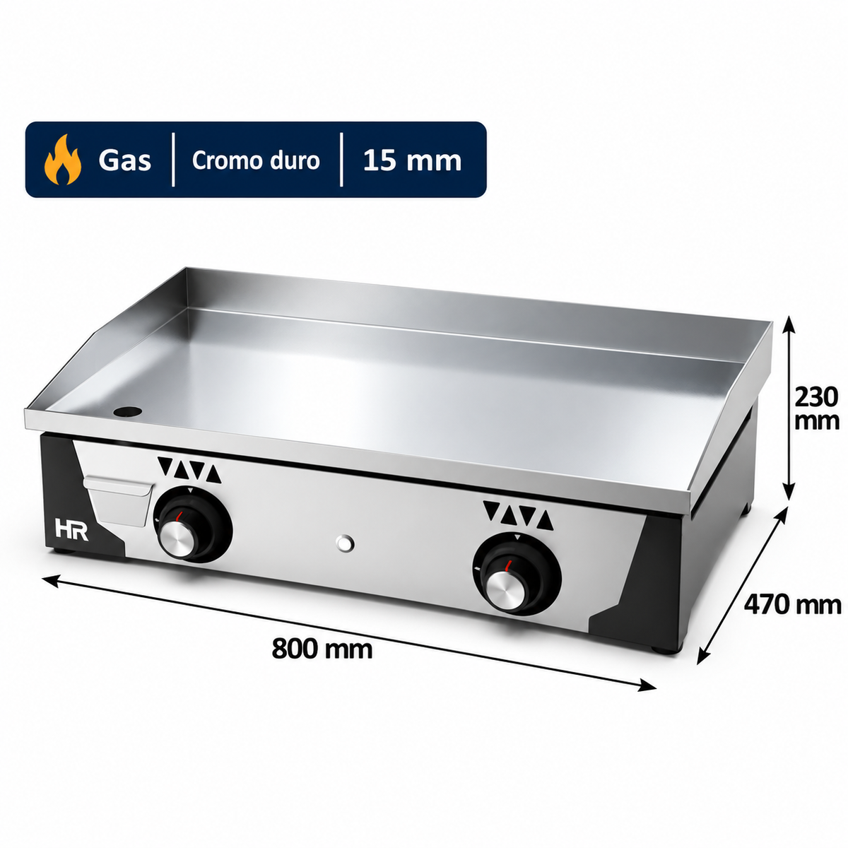 Plancha a gas HR Fainca PLC8100CR cromo 15 mm