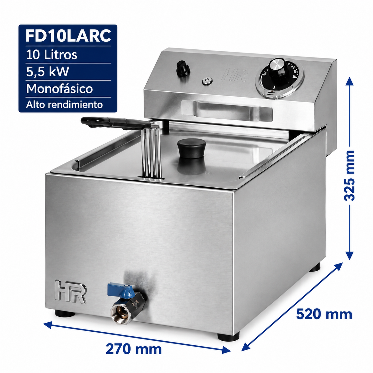 Freidora HR Fainca FD10LARC - 10 litros alto rendimiento con grifo