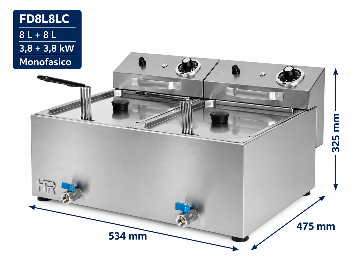 Freidora HR Fainca FD8L8LC - 8 + 8 litros con grifo