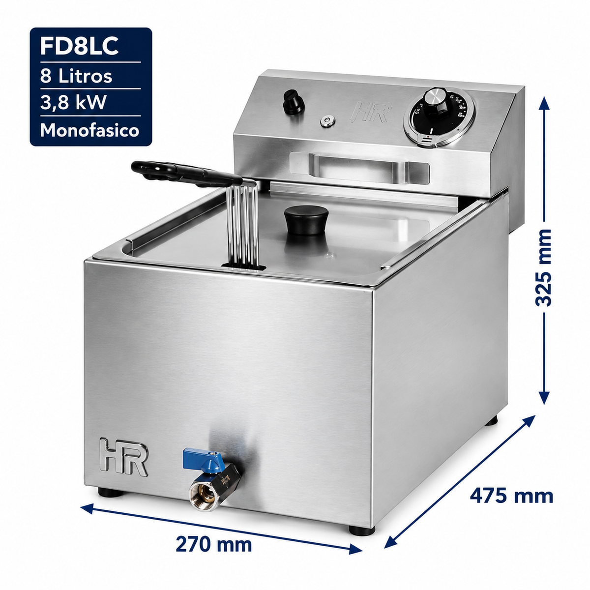 Freidora HR Fainca FD8LC - 8 litros con grifo
