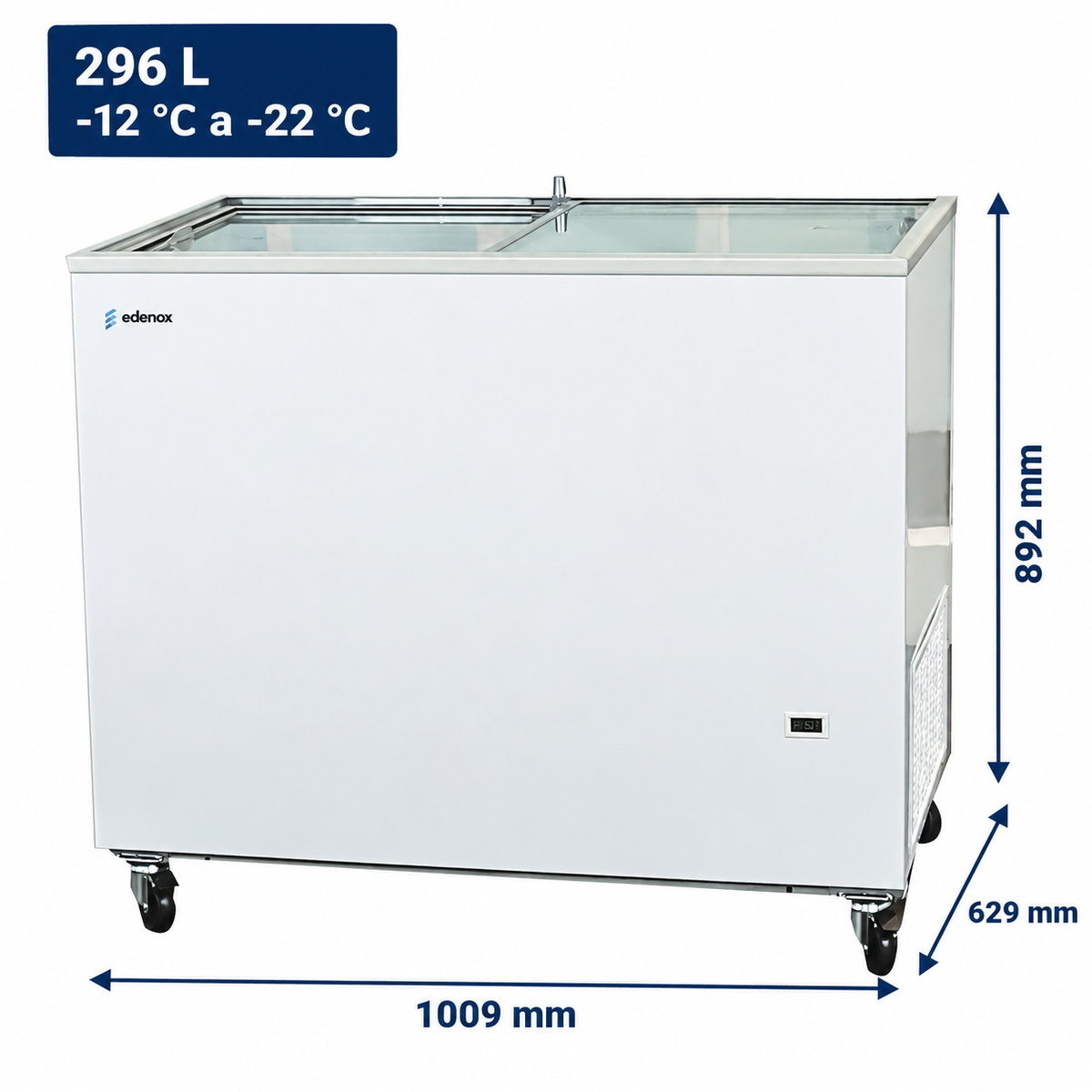Congelador Horizontal Puerta de Cristal Correderas (NLFG-295) Edenox