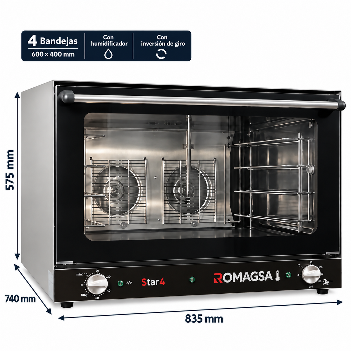 Horno de convección Romagsa STAR4 · 4 bandejas 600 × 400 mm