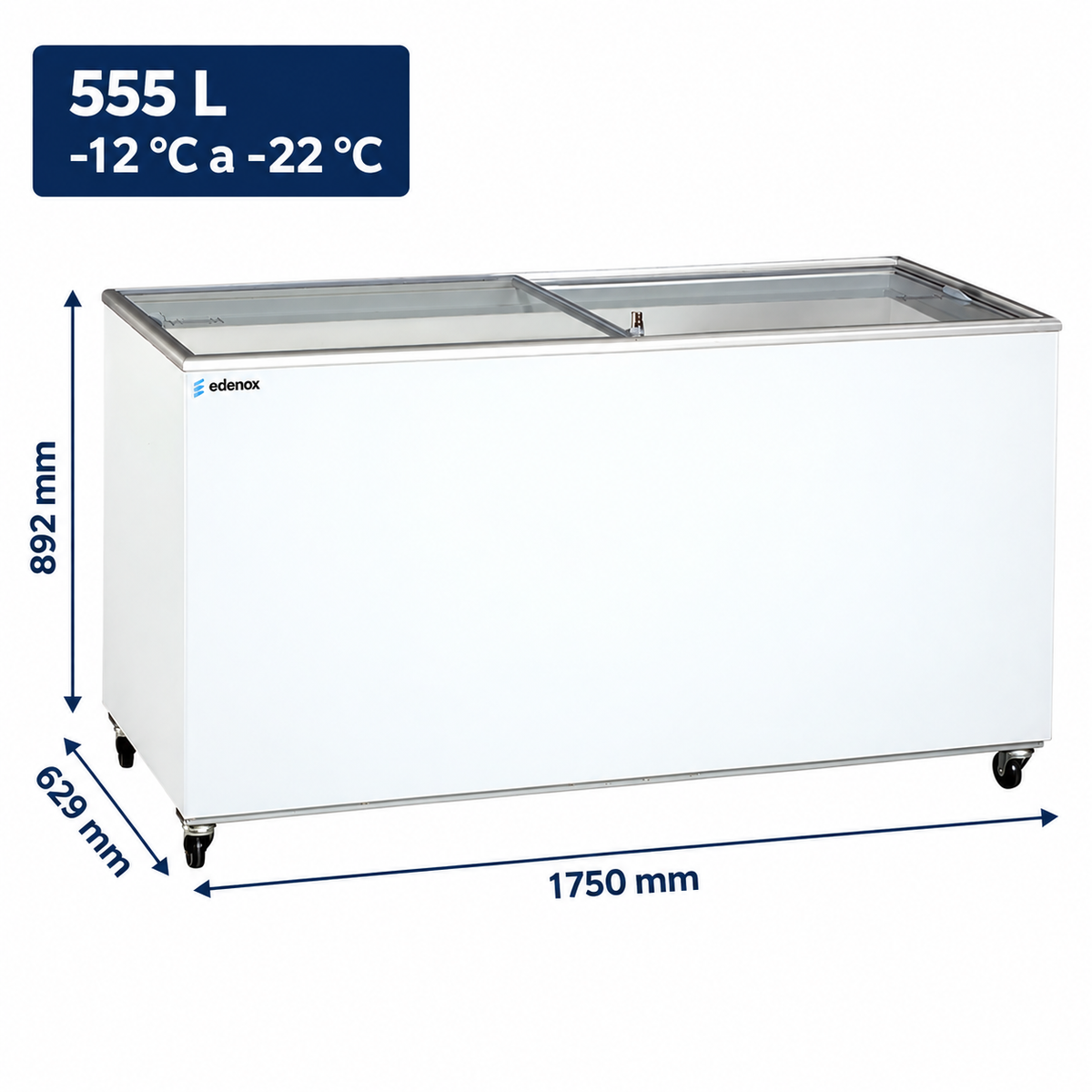 Congelador Horizontal Puerta de Cristal Correderas (NLFG-550) Edenox