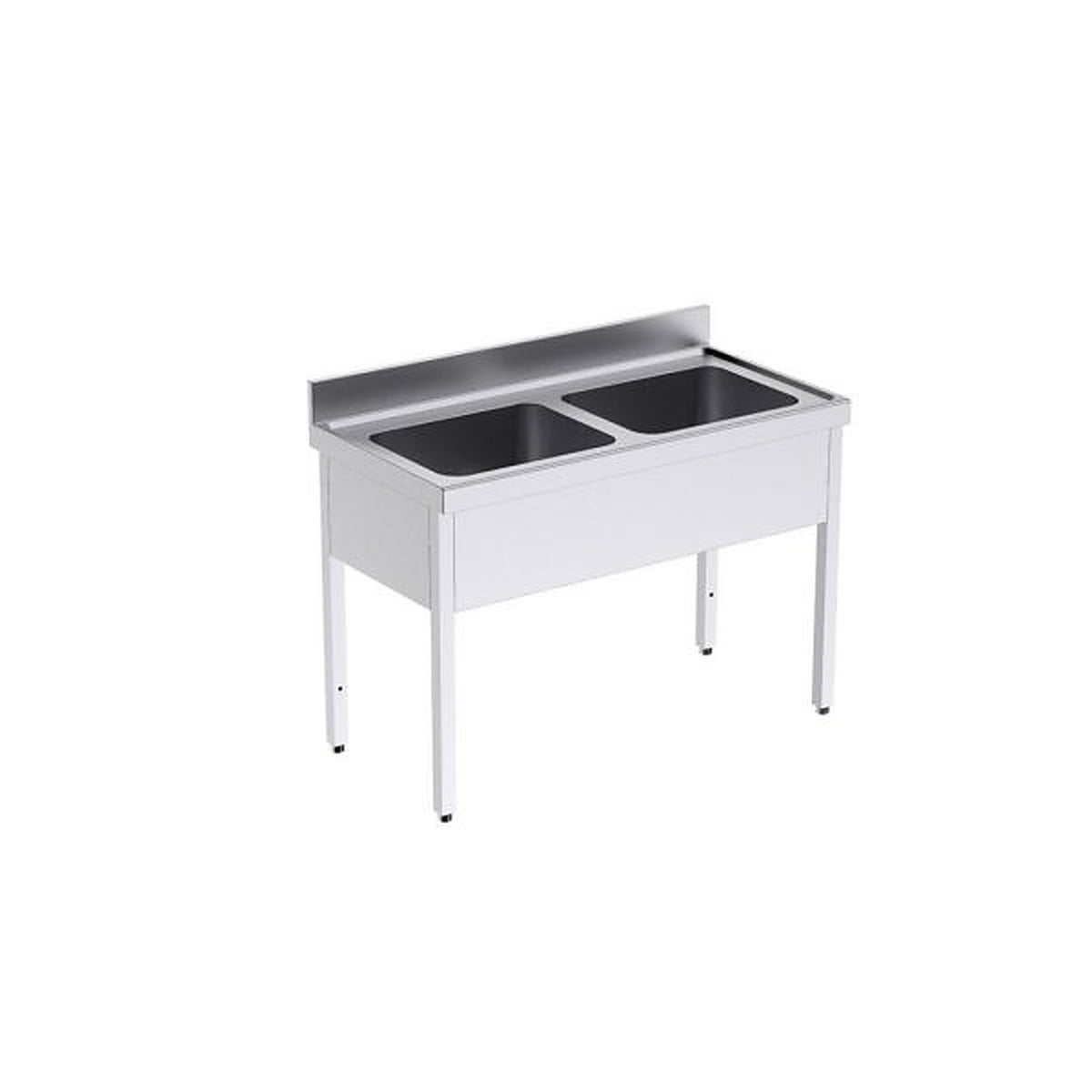 Fregadero con bastidor Serie 600 Distform, FB206100: 100x60x85 cm, Sin estante, Sin Escurridor - 2 Cubetas