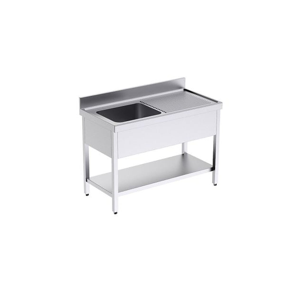 Fregadero con bastidor Serie 700 Distform, FBDE7120: 120x70x85 cm, 1 Estante, Derecha