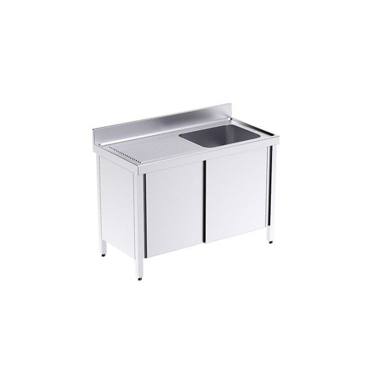 Fregadero con bastidor y puertas Serie 550 Distform, FBPI5510: 100x55x85 cm, Izquierda
