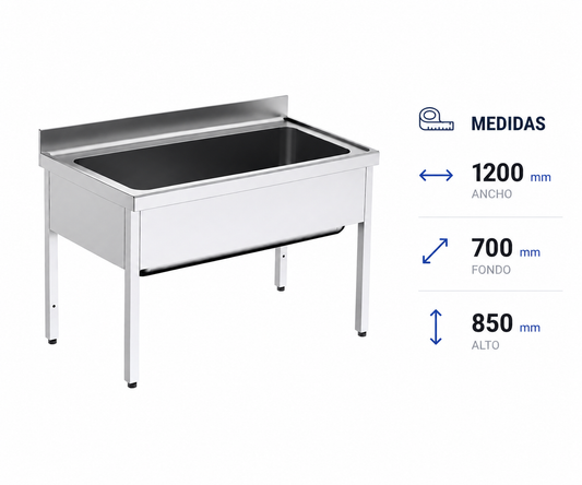 Fregadero con bastidor Gran Capacidad 120x70