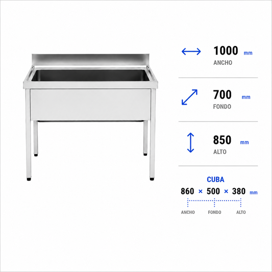 Fregadero con bastidor Gran Capacidad 100x70 x85