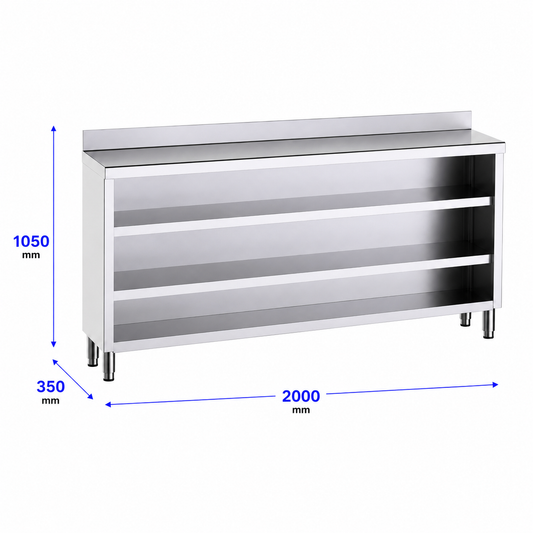 Mueble contramostrador Gama 350 200x35x105 con encimera - 2 Estantes