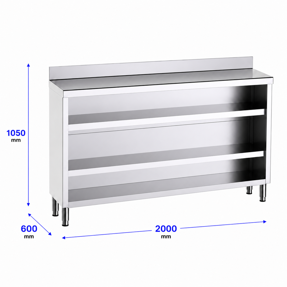Mueble contramostrador Gama 600 200x60x105 con encimera - 2 Estantes