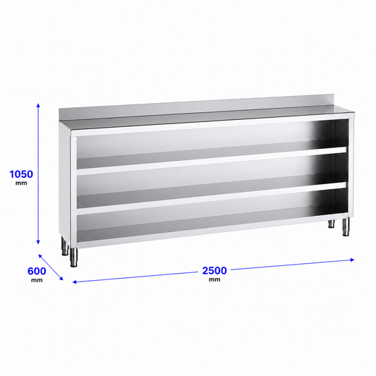Mueble contramostrador Gama 600 250x60x105 con encimera - 2 Estantes