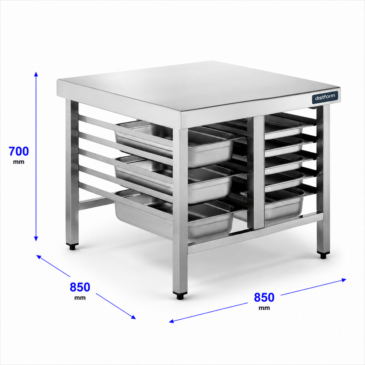 Mesa de apoyo de cocción 85x85x70 - GN 1/1