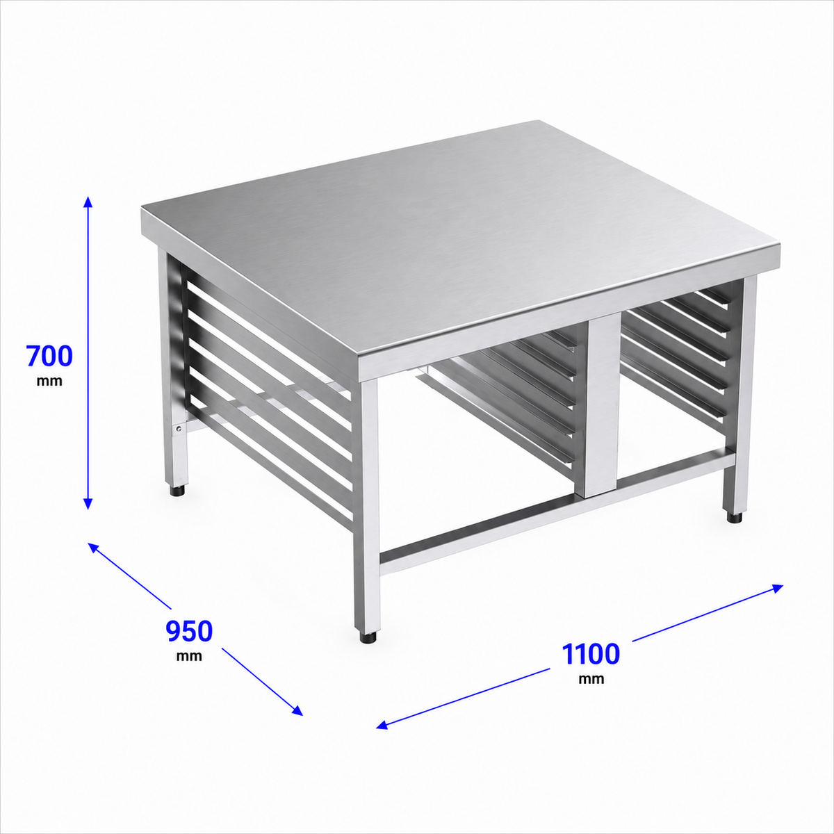 Mesa de apoyo de cocción 110x95x70 - GN 1/1 y 2/1