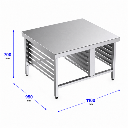 Mesa de apoyo de cocción 110x95x70 - GN 1/1 y 2/1