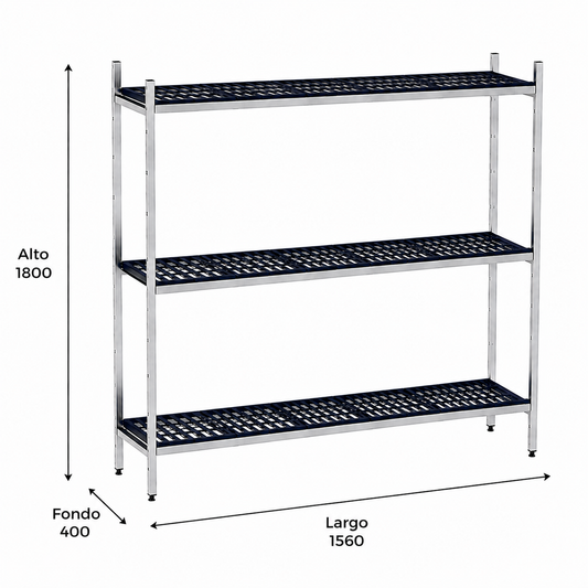 Estantería de pie lineal 156x40x180 - 3 Niveles