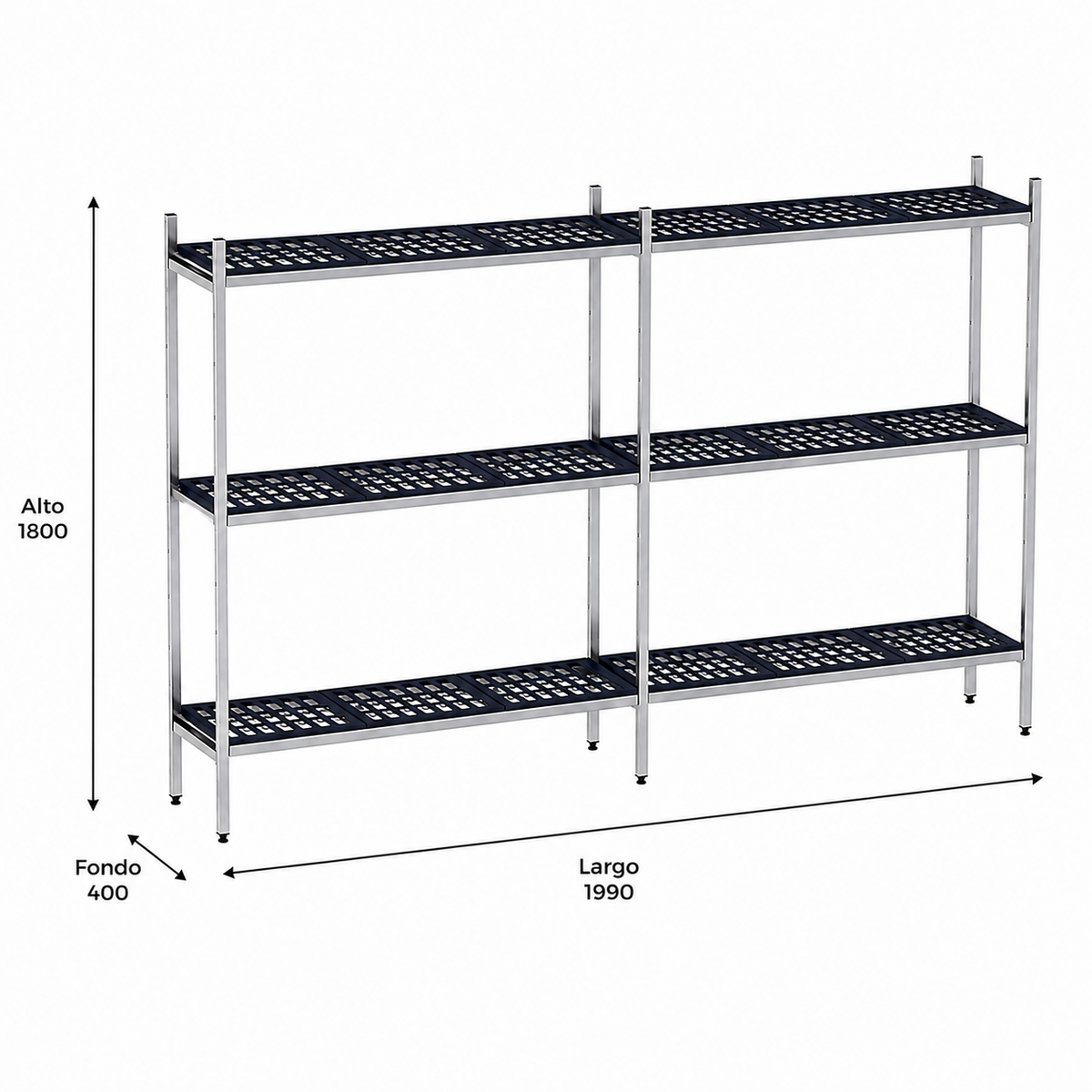 Estantería de pie lineal 199x40x180 - 3 Niveles Distform