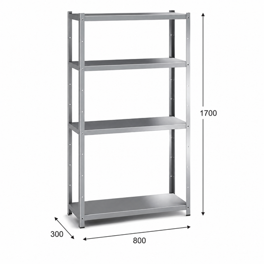 Estantería perfil ranurado 80x30x170 - 4 Niveles