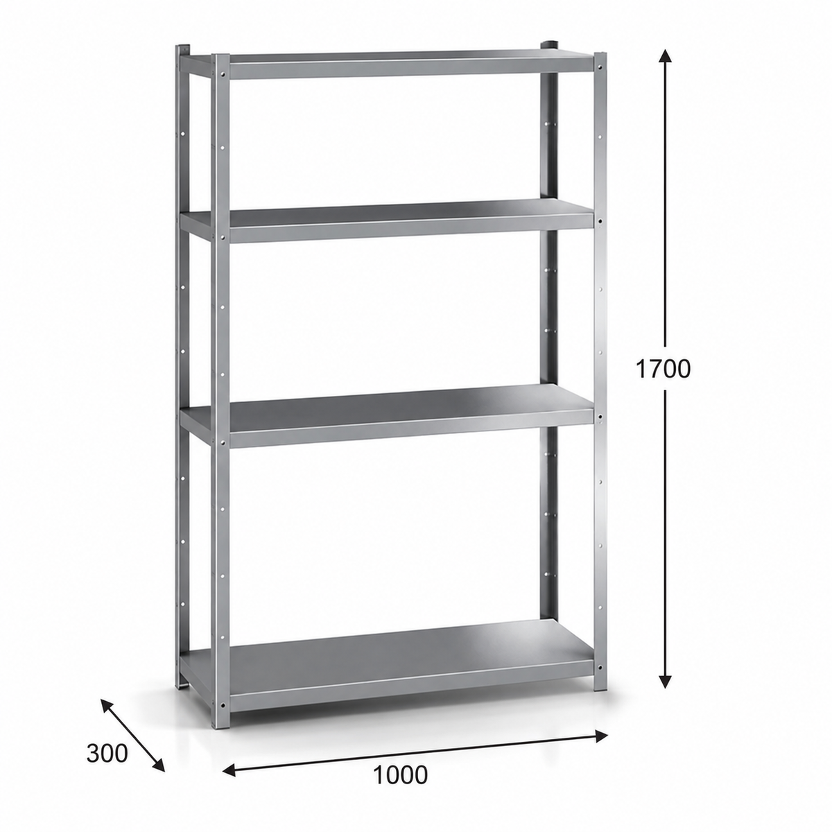Estantería perfil ranurado 100x30x170 - 4 Niveles