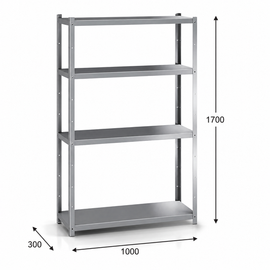 Estantería perfil ranurado 100x30x170 - 4 Niveles