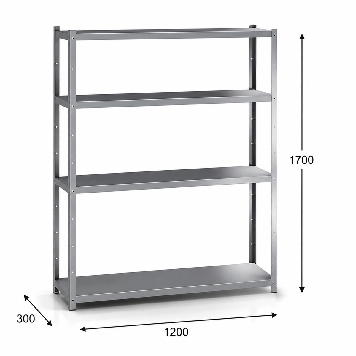 Estantería perfil ranurado 120x30x170 - 4 Niveles