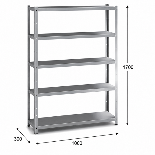 Estantería perfil ranurado 100x30x170 - 5 Niveles