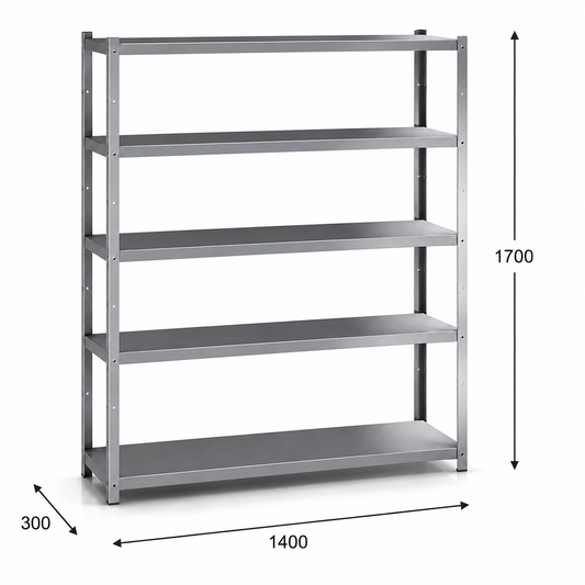 Estantería perfil ranurado 140x30x170 - 5 Niveles