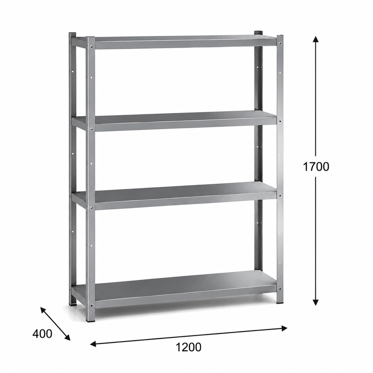 Estantería perfil ranurado 120x40x170 - 4 Niveles