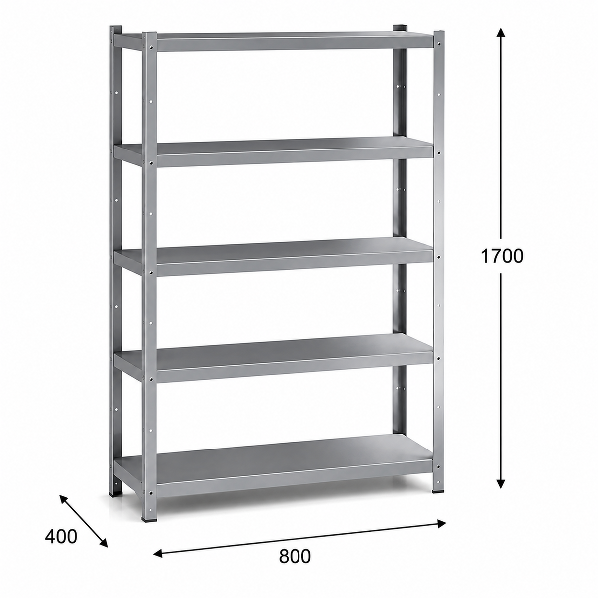 Estantería perfil ranurado 80x40x170 - 5 Niveles